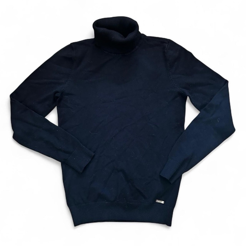 Calvin Klein elegant black turtleneck knit sweater sweatshirt